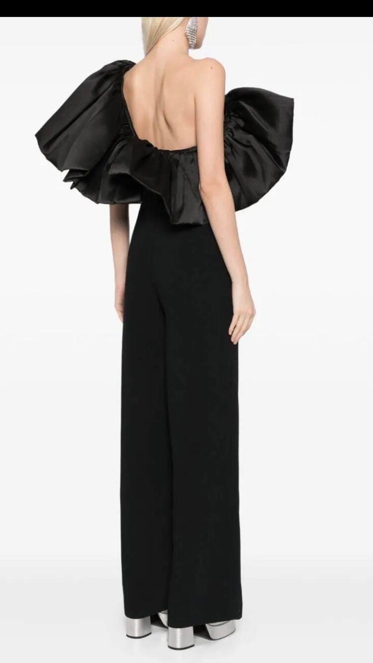 Solace London Womens Perla Ruffled Neck Jumpsuit in Black US 4